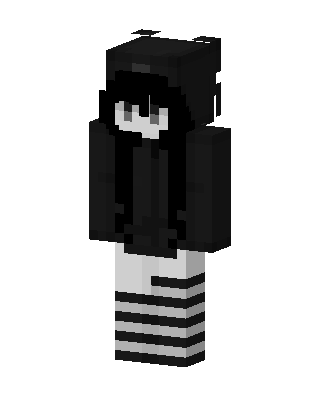 Monochrome Hoodie Girl skin, 3D preview