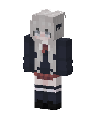 White Anime Girl skin, 3D preview