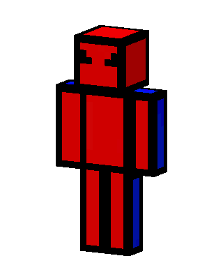 Red Blocky Hero skin, 3D preview