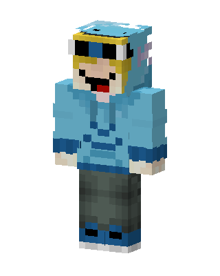 Blue Hoodie Boy skin, 3D preview
