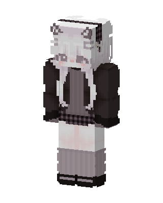 Panda Hoodie Girl skin, 3D preview