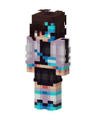 Cyan Hoodie Girl skin, 3D preview