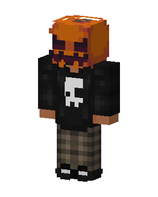Pumpkin Skull Hoodie skin, 3D preview