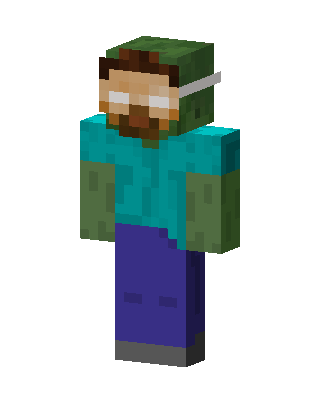 Zombie Herobrine skin, 3D preview