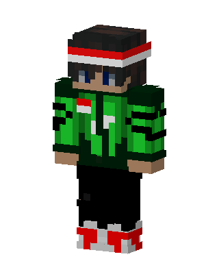 Green Hoodie Boy skin, 3D preview
