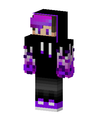 Purple Flame Hoodie skin, 3D preview
