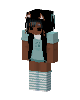 Teal Cat Girl skin, 3D preview