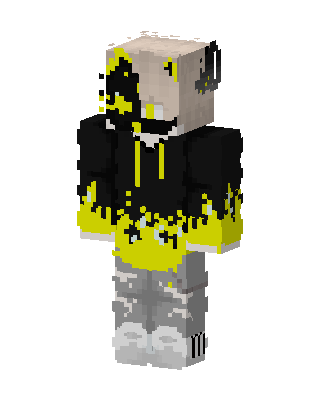 Yellow Flame Hoodie skin, 3D preview