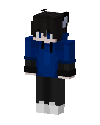 Blue Hoodie Boy skin, 3D preview