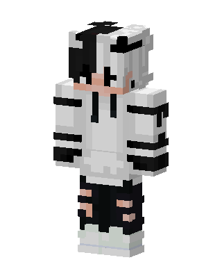Monochrome Hoodie Boy skin, 3D preview