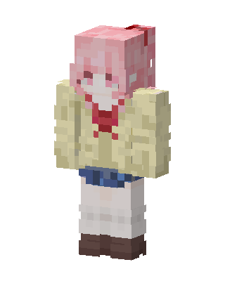 Pink Hair Schoolgirl skin, 3D preview