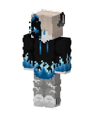 Blue Flame Hoodie skin, 3D preview