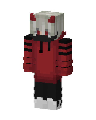 Red Horned Hoodie skin, 3D preview