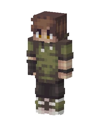 Olive Hoodie Boy skin, 3D preview