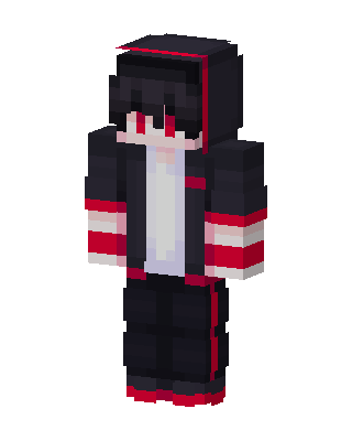 Crimson Hoodie Boy skin, 3D preview