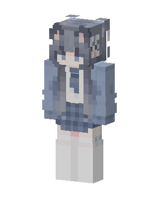 Gray Student Girl skin, 3D preview
