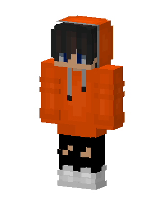 Orange Hoodie Boy skin, 3D preview