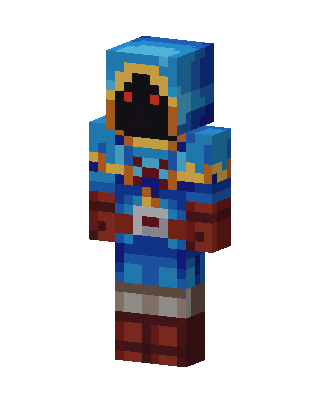 Blue Hooded Mage skin, 3D preview