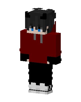 Red Hoodie Demon Minecraft skin