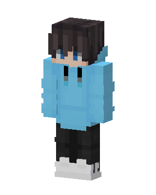 Blue Hoodie Boy skin, 3D preview