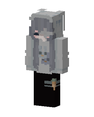 Gray Bunny Hoodie skin, 3D preview