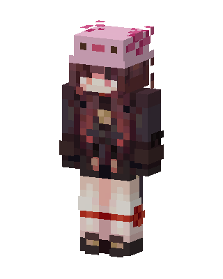 Axolotl Hoodie Girl skin, 3D preview
