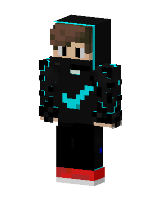 Cyan Techwear Hoodie skin, 3D preview