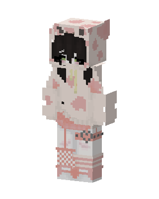 Cow Hoodie Girl skin, 3D preview