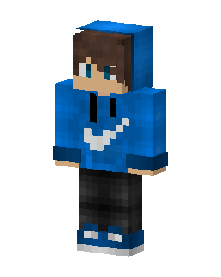 Blue Hoodie Boy skin, 3D preview