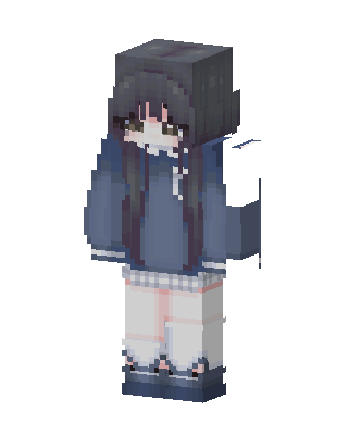 Blue Hoodie Girl skin, 3D preview