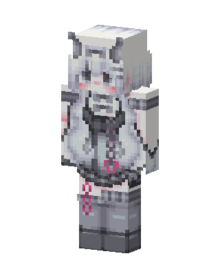 Silver Oni Girl skin, 3D preview