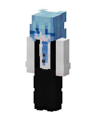Blue Hair Vest skin, 3D preview