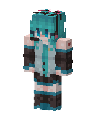 Teal Anime Girl skin, 3D preview