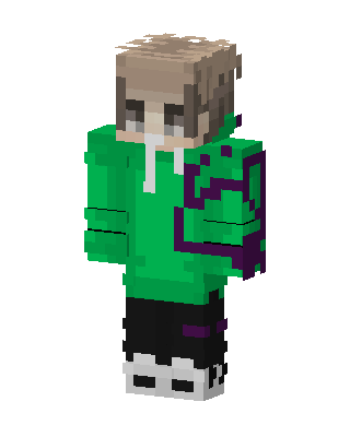 Green Hoodie Boy skin, 3D preview
