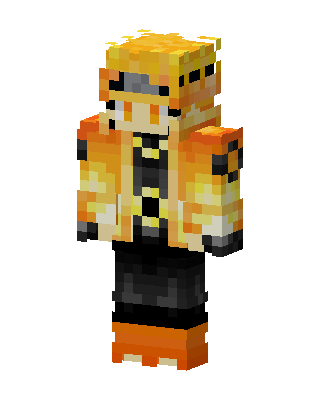 Orange Anime Boy skin, 3D preview