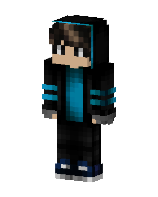 Cyan Hoodie Boy skin, 3D preview
