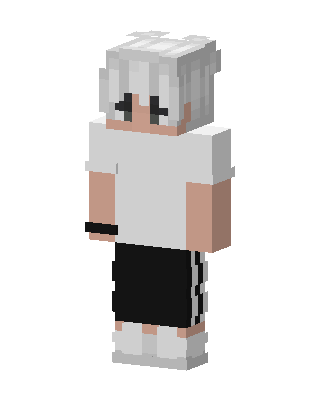 White Hair Streetwear skin, 3D preview