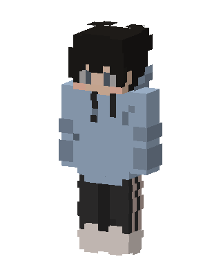 Blue Hoodie Boy skin, 3D preview