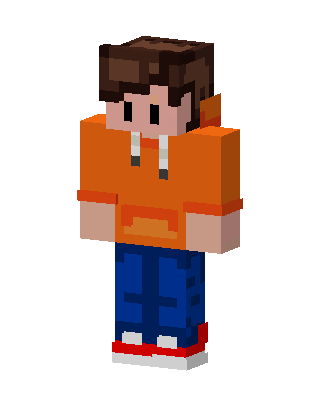 Orange Hoodie Boy skin, 3D preview
