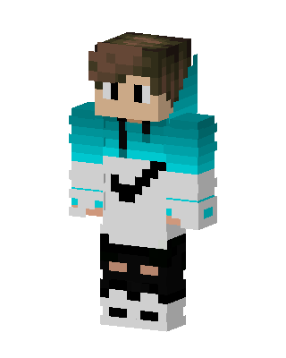 Teal Hoodie Boy skin, 3D preview