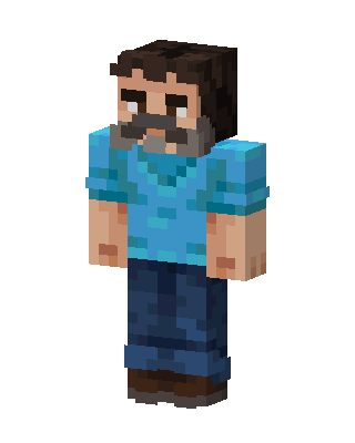 Bearded Steve skin, 3D preview