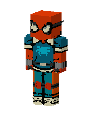 Teal Masked Hero Boy skin, 3D preview