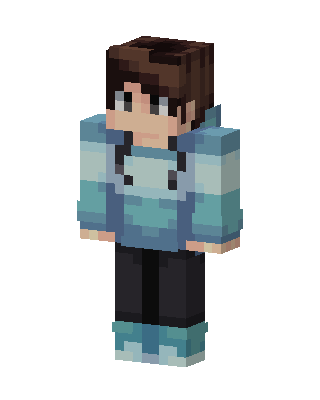 Blue Hoodie Boy skin, 3D preview