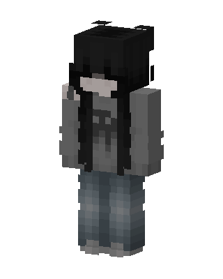 Grey Hoodie Goth skin, 3D preview