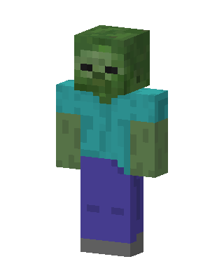 Minecraft Zombie skin, 3D preview