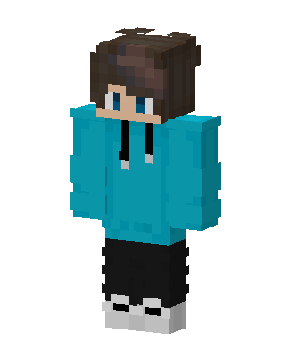 Teal Hoodie Boy skin, 3D preview