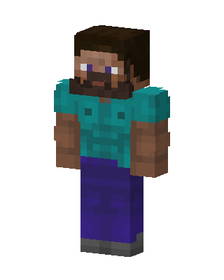 Bearded Steve skin, 3D preview