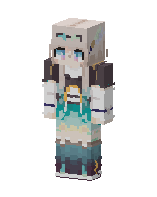 Teal Anime Girl skin, 3D preview