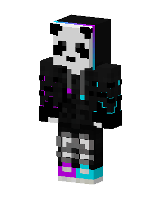 Neon Panda Hoodie skin, 3D preview