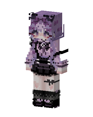 Lavender Goth Cat skin, 3D preview
